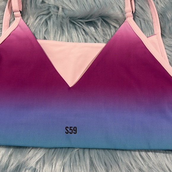Splits59 Ombre Blue Pink V-neck Sports Bra - Picture 6 of 6